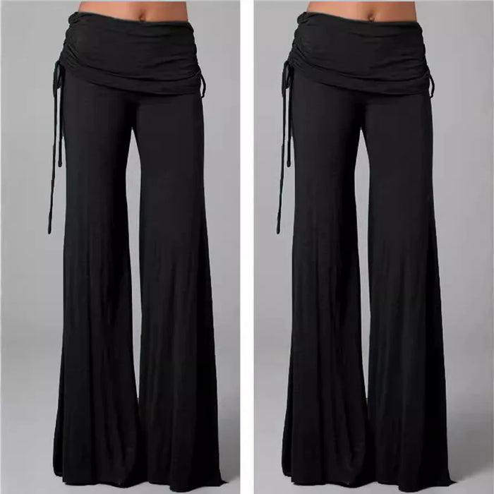 New 2026Women's Long Flare Pants Spring Autumn Casual Wide Leg Solid Color Loose Trousers Female Comfortable Dance Yoga Trousers