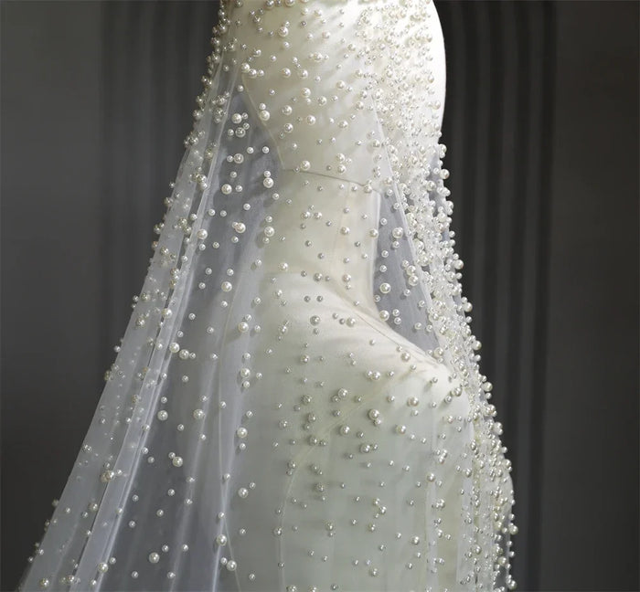 Pearl-Detail Bridal Veil | Single Tier with Comb | Braviixx