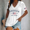 Women's America 250 Print T-Shirts Casual Loose Short Sleeve V Neck Tops Summer Tees 2026 New Arrival