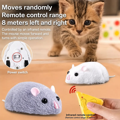 Remote Control Rat Toy, Electric Moving Simulation Mouse, Funny RC Vehicle Gift for Kids Cats Dogs Interactive Play