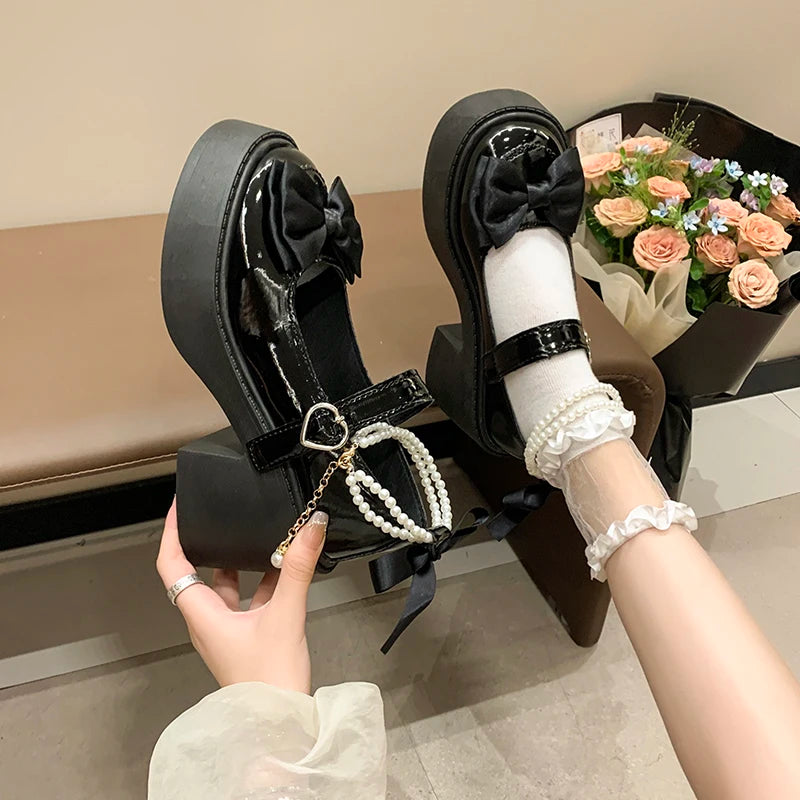 2026 Lolita Shoes Black Super High Heels Mary Jane Shoes Women Chunky Platform Pumps Woman Ankle Buckle Party Shoes