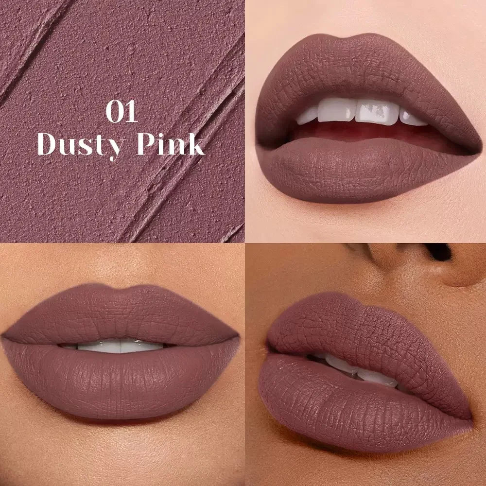 LACHAVA Velvet Matte Lip Mud 10 Shades Nude Lip Gloss Waterproof Long Lasting Pigmented Lipstick Non-stick Cup Makeup Cosmetics
