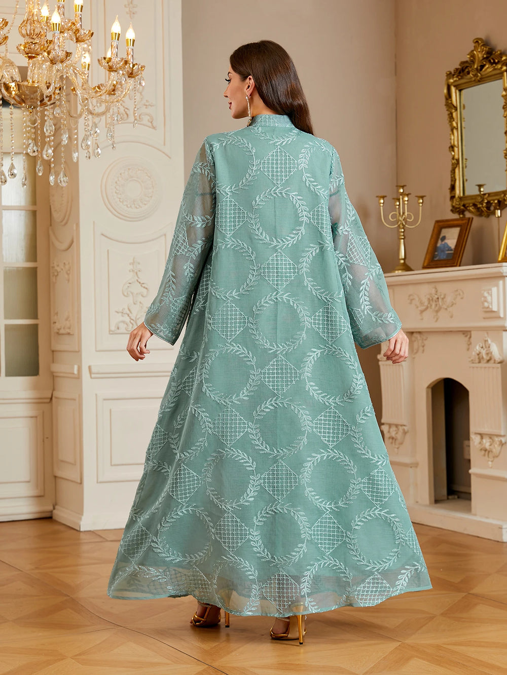 Embroidered Occasion Kaftan Dress | Flared Sleeves | Braviixx