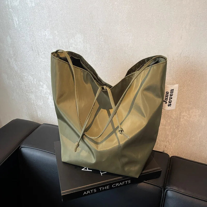 Slouchy Nylon Tote Bag | Open Top & Minimalist Design | Braviixx