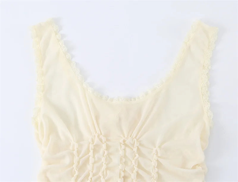 Women's Top 2026 New Summer Bow Decoration Pleated Top for Women Elegant Chic Vacation-style Fashion Ladies Vest Top