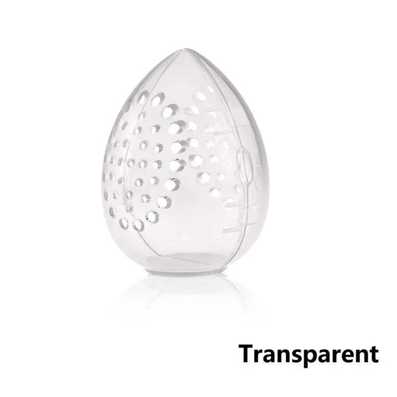 Egg-Shaped Makeup Sponge Storage Box | Vented Drying Case · Beauty Blender Holder | Transparent · Pink | Braviixx