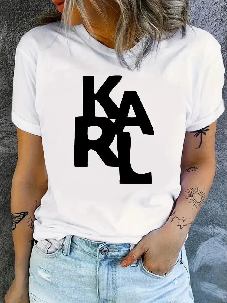 2026 Women's T-Shirt Letter Printing Short Sleeve Cotton Tees High Quality Luxury Brand T-shirt Summer Streetwear Y2k Tops