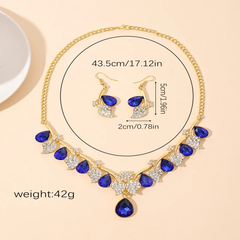 Women's Teardrop Jewellery Set | Gold-Tone Necklace & Drop Earrings | Braviixx