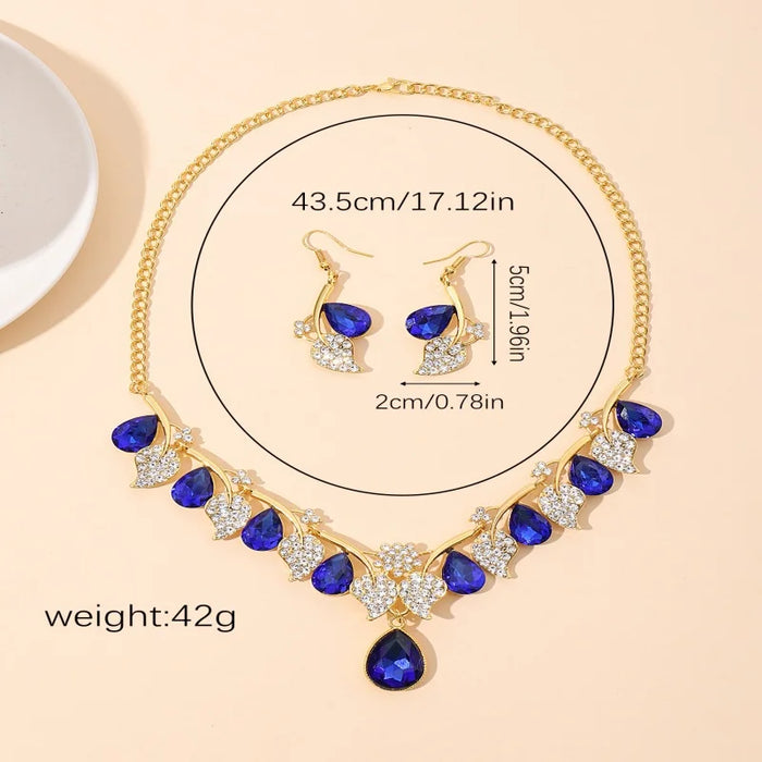 Women's Teardrop Jewellery Set | Gold-Tone Necklace & Drop Earrings | Braviixx