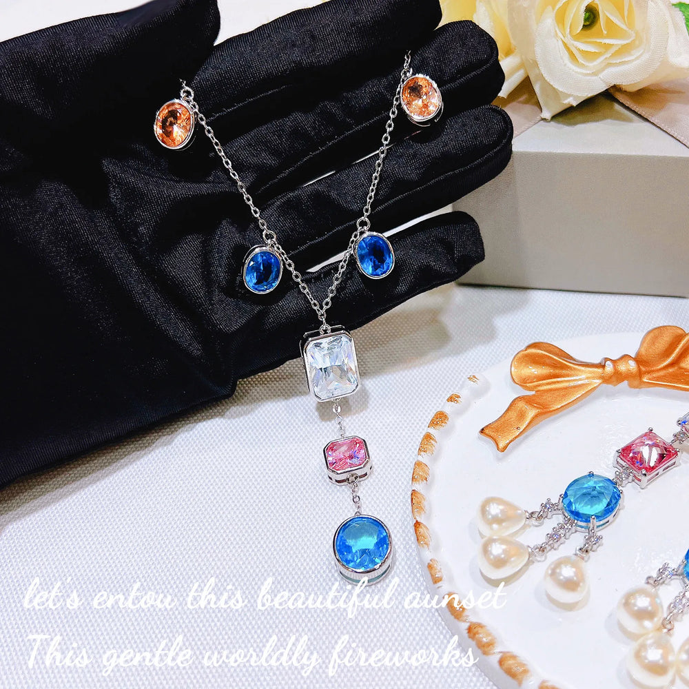 Women's Multicolour Jewellery | Y-Drop Necklace & Pearl-Look Earrings Options | Braviixx
