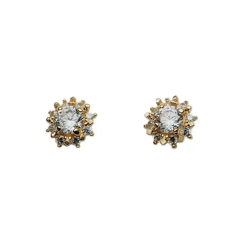 GOLDtutu 14K Solid Gold Sun Style Earrings for Women, Minimalist Design, Trendy and Elegant Jewelry ok431
