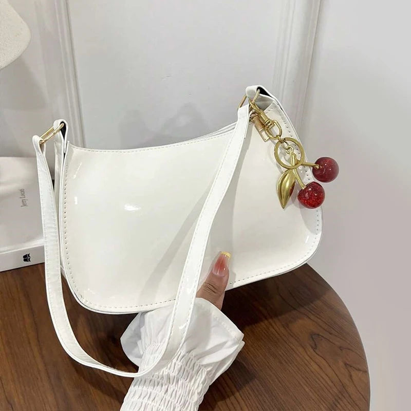 Glossy PU Shoulder Bag | Cherry Charm | Braviixx