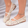 Luxury Pearl Flower Beige Black Ballet Flats Women Summer 2026 Breathable Lace Buckle Decorat Mary Jane Shoes Woman's Soft Pumps
