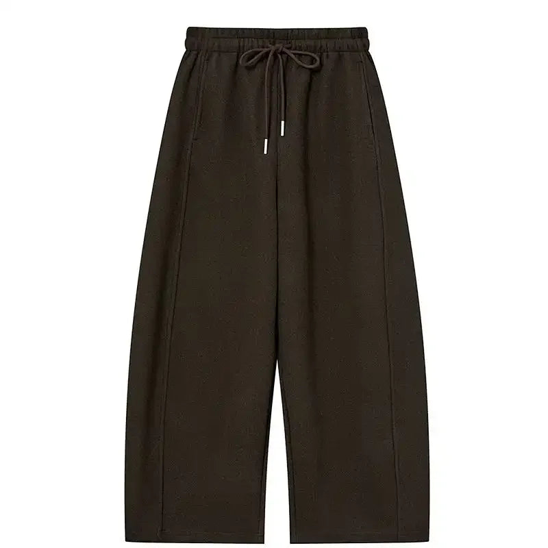 Women's Wide-Leg Culottes with Elastic Waist Drawstring