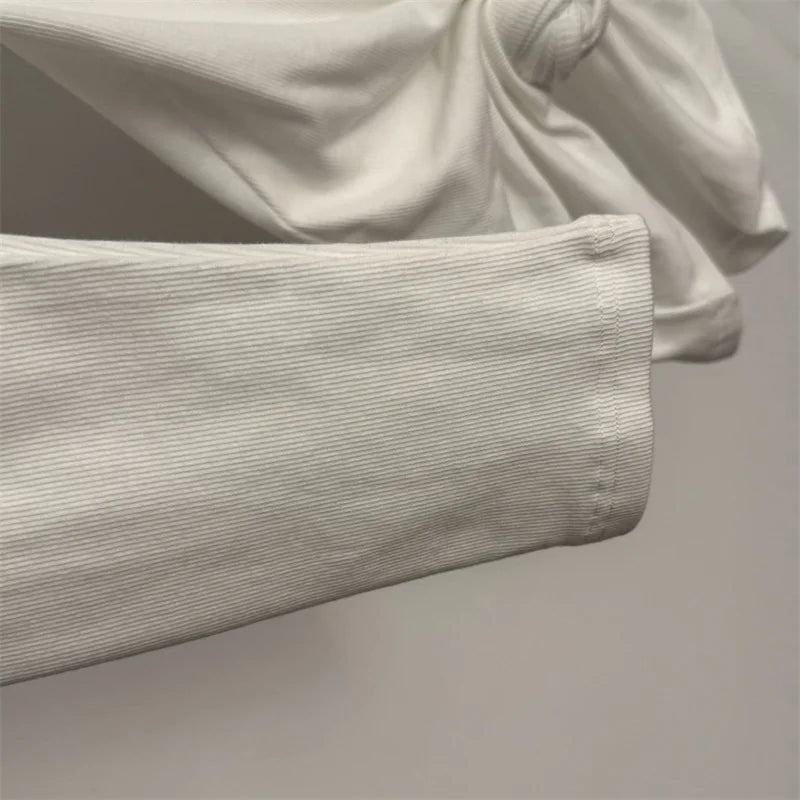 Women's t-shirt 2026 Summer New Stretch Knitted Slimming Women's Long Sleeve Top pure cotton round neck pullover y2k Top women