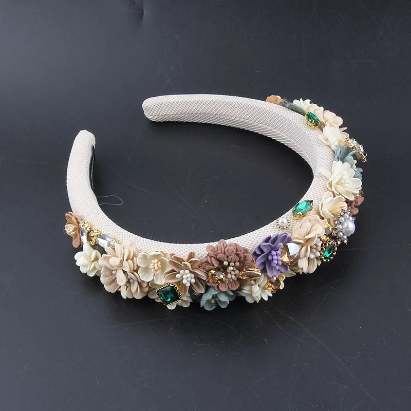 Pearl Fabric Flower Sponge Headbands Fashion Hair Accessories Trend Party Rhinestone Hairband Hair Band Girl Headwear20