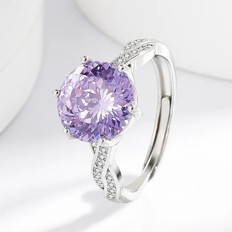 Women's Violet Stone Ring | Twisted Band & Sparkling Accents | Braviixx