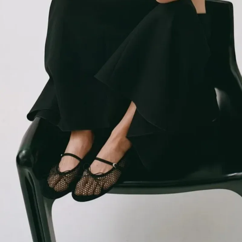Mesh Summer Ballet Flats Shoes Women Buckle Strap Breathable 2025 New Flats Shoes Ladies Black Mary Janes Footwear Loafers