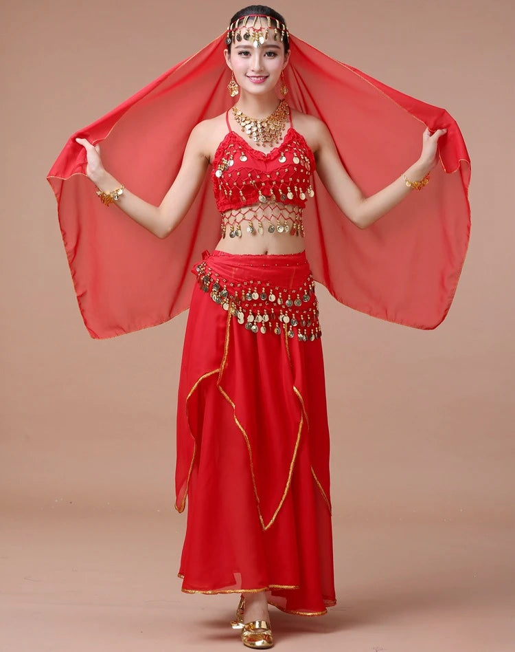 Coin-Trim Belly Dance Costume | Top & Skirt Set | Braviixx