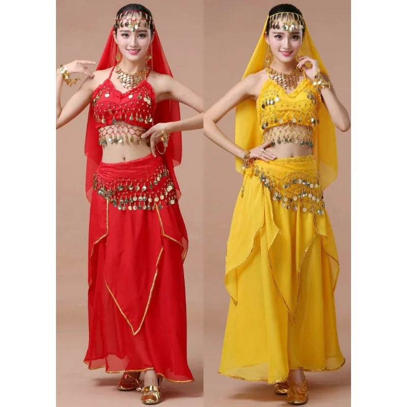 Coin-Trim Belly Dance Costume | Top & Skirt Set | Braviixx