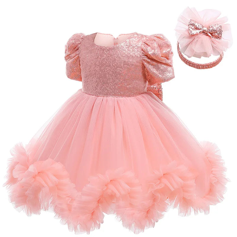 Baby Girls' Long-Sleeve Big Bow Dress | A-Line Princess Dress | 10M–5Y | Braviixx