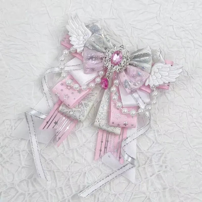 Handmade Crystal Pearl Angel Wing Bow Bag Charm