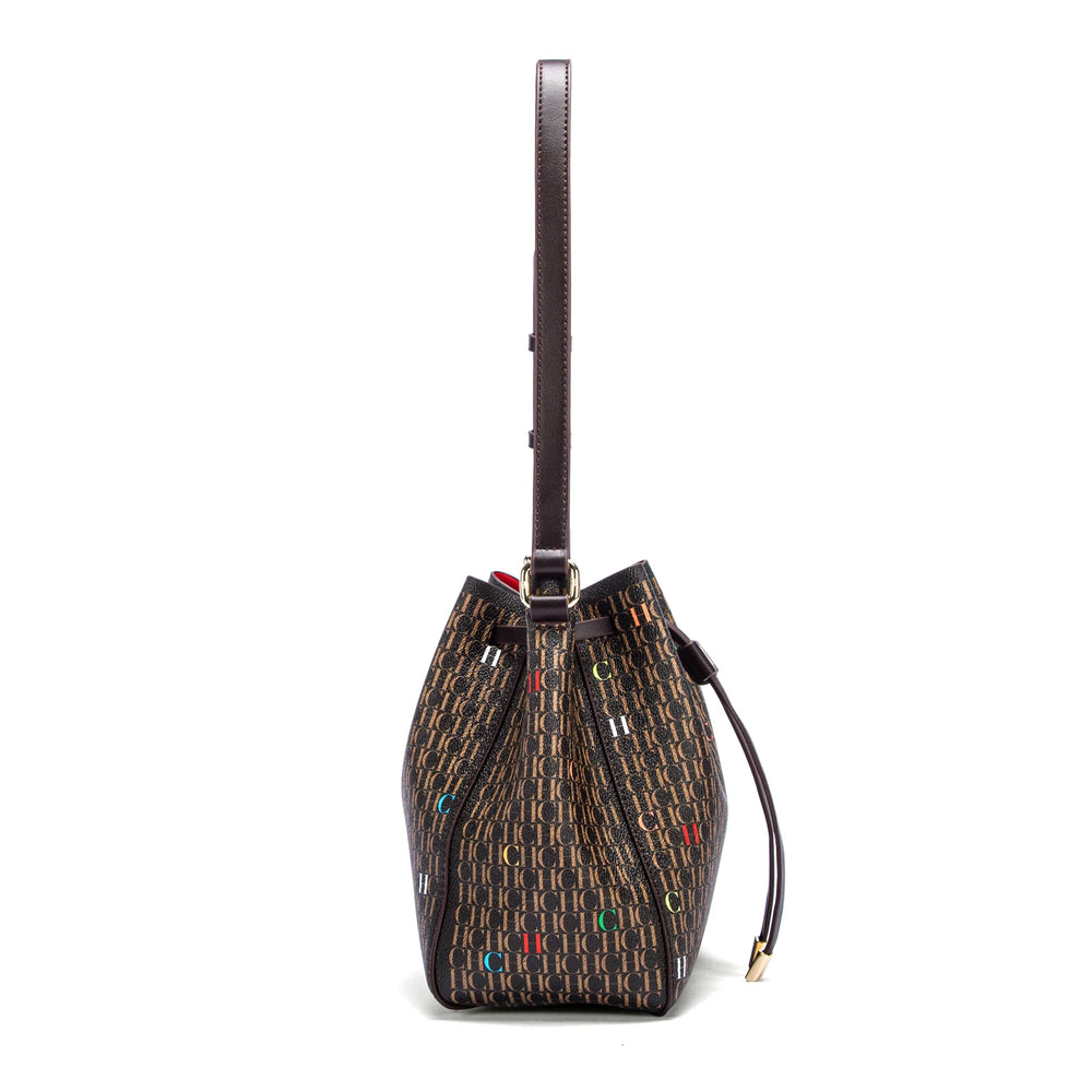 Women's Drawstring Bucket Bag | Letter Print & Shoulder Strap | Braviixx
