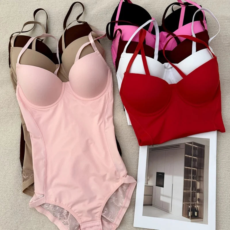 Women's Postpartum Shapewear Bodysuit Tummy Control Waist Trainer with Built-in Bra Support Bust Lifting Firm Compression Slimmi