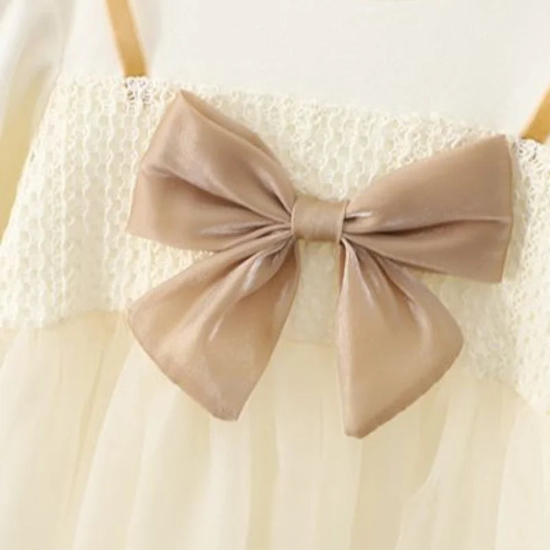 Girls' Long-Sleeve Princess Dress | Big Bow A-Line Dress | 10M–5Y | Braviixx