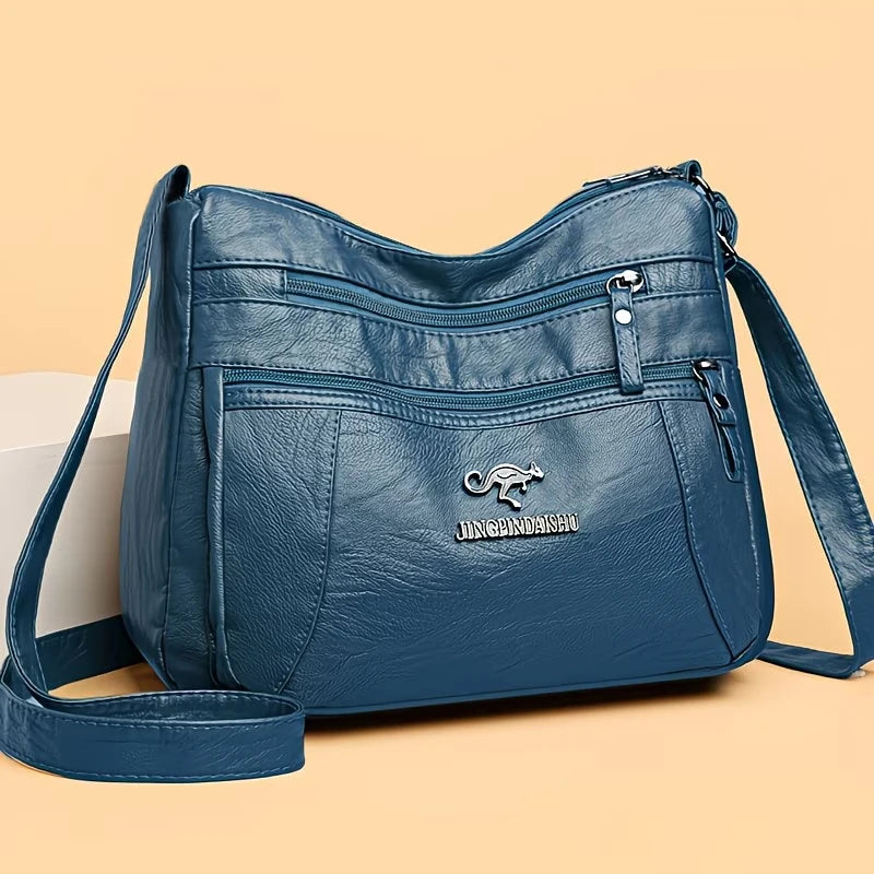 Soft Faux Leather Crossbody Bag | Multi-Zip & Adjustable Strap | Braviixx