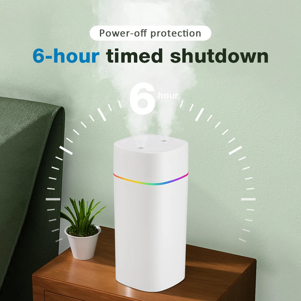 600 ml Dual-Nozzle USB Humidifier | Colour Light & Two Mist Modes | Braviixx