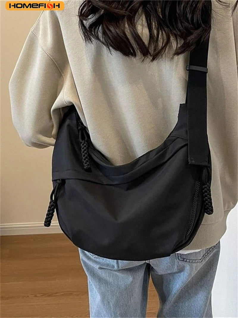 HOMEFISH 2026 New Fashion Large Capacity Casual Nylon Women Shoulder Bag Korean Style Hobos Bag Youth Crossbody Shoulder