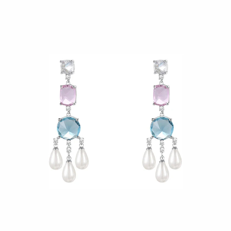Women's Multicolour Jewellery | Y-Drop Necklace & Pearl-Look Earrings Options | Braviixx
