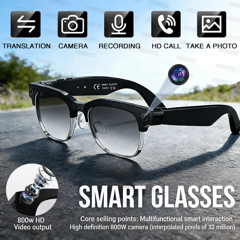800W AI Camera Smart Glasses with Bluetooth Audio & Translation | Braviixx