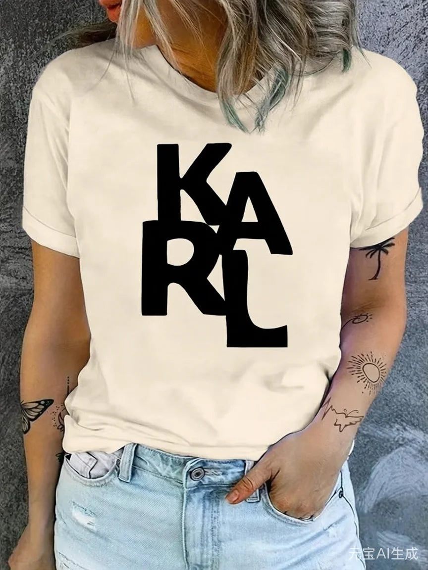 2026 Women's T-Shirt Letter Printing Short Sleeve Cotton Tees High Quality Luxury Brand T-shirt Summer Streetwear Y2k Tops
