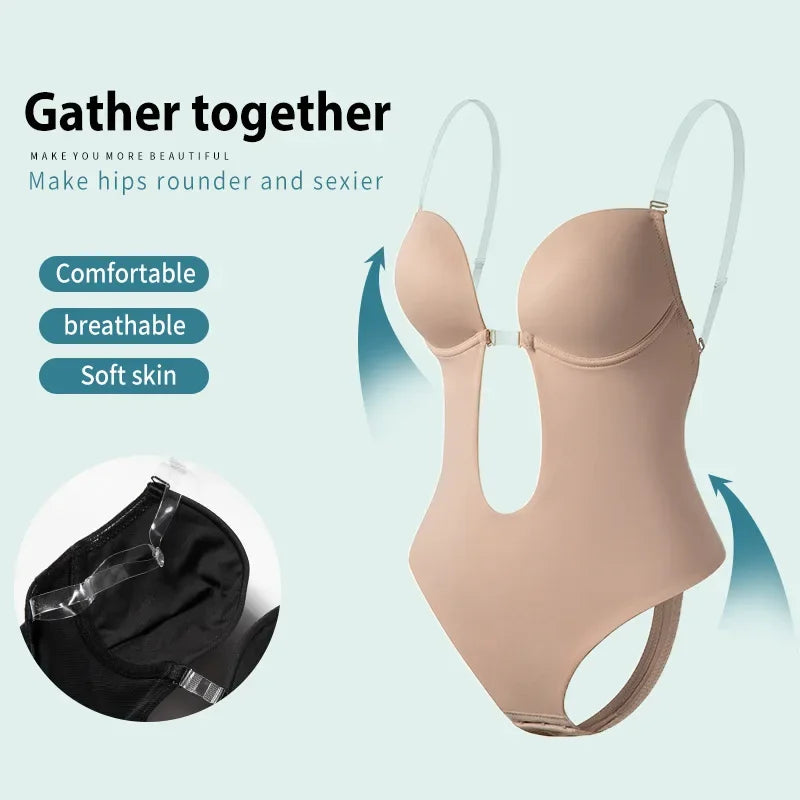 Women's Deep-V Backless Shapewear Bodysuit | Braviixx