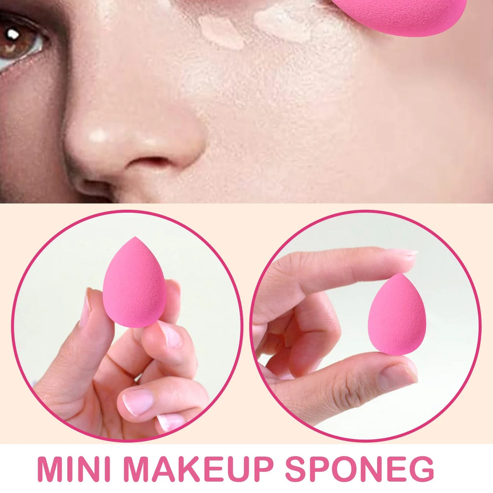 16-Piece Pink Makeup Sponge & Powder Puff Set | Latex-Free · Multi-Shape · Foundation Blender | Storage Jar | Braviixx