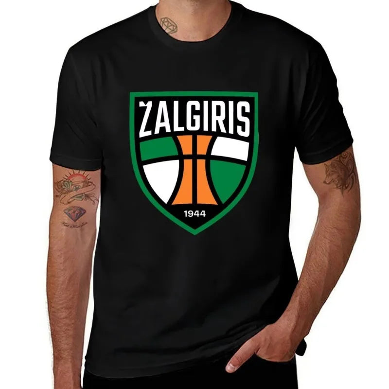 Men's Basketball Logo T-Shirt Vintage Sports Team Print Cotton Tee Casual Breathable Streetwear Top 2026 Spring and Summer