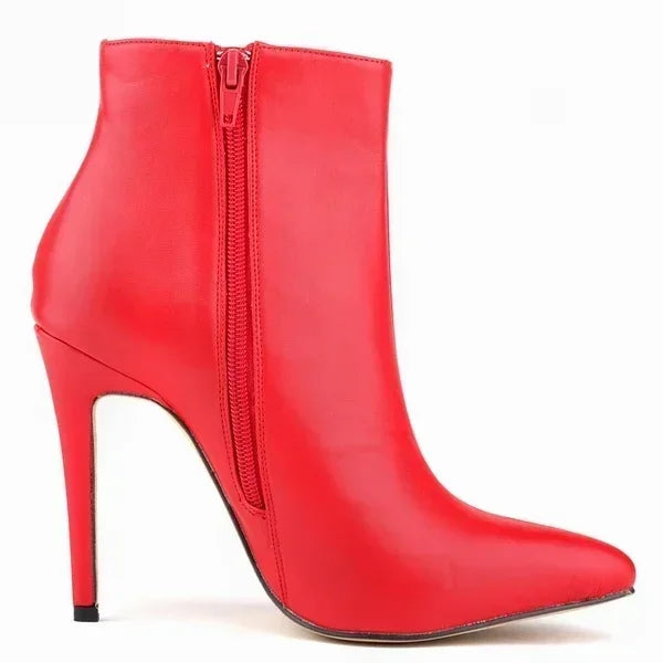 Women's Faux Fur Ankle Boots – Pointed Toe Side Zip Stiletto 11cm