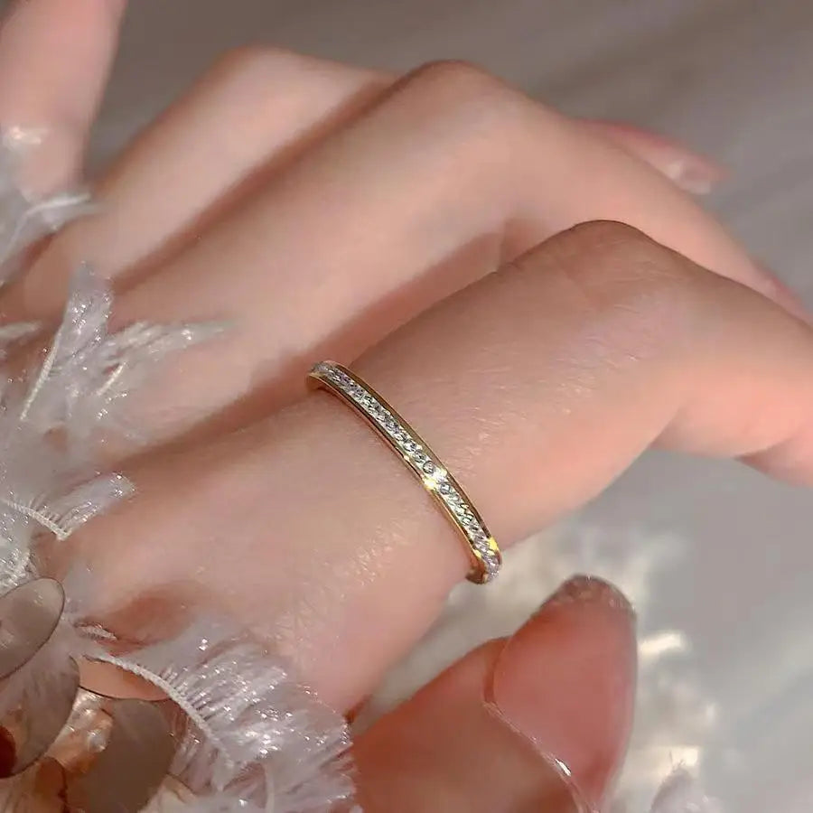 Stainless Steel Gold Silver diamond ring Stackable Rings Suitable For Women's Daily Wear