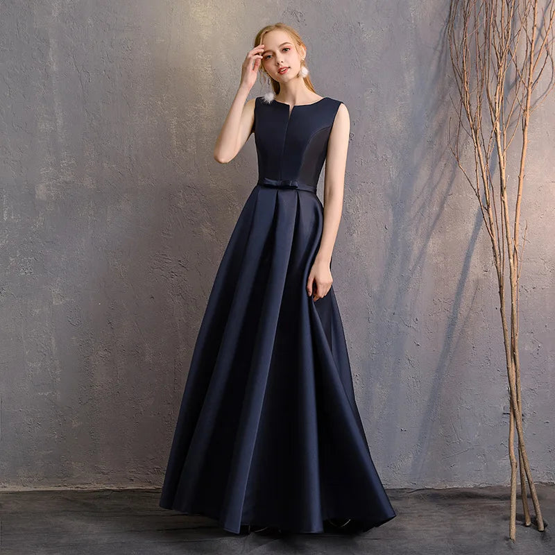 V-Neck Sleeveless Satin Ball Gown | Elegant Formal Bridesmaid & Prom Dress