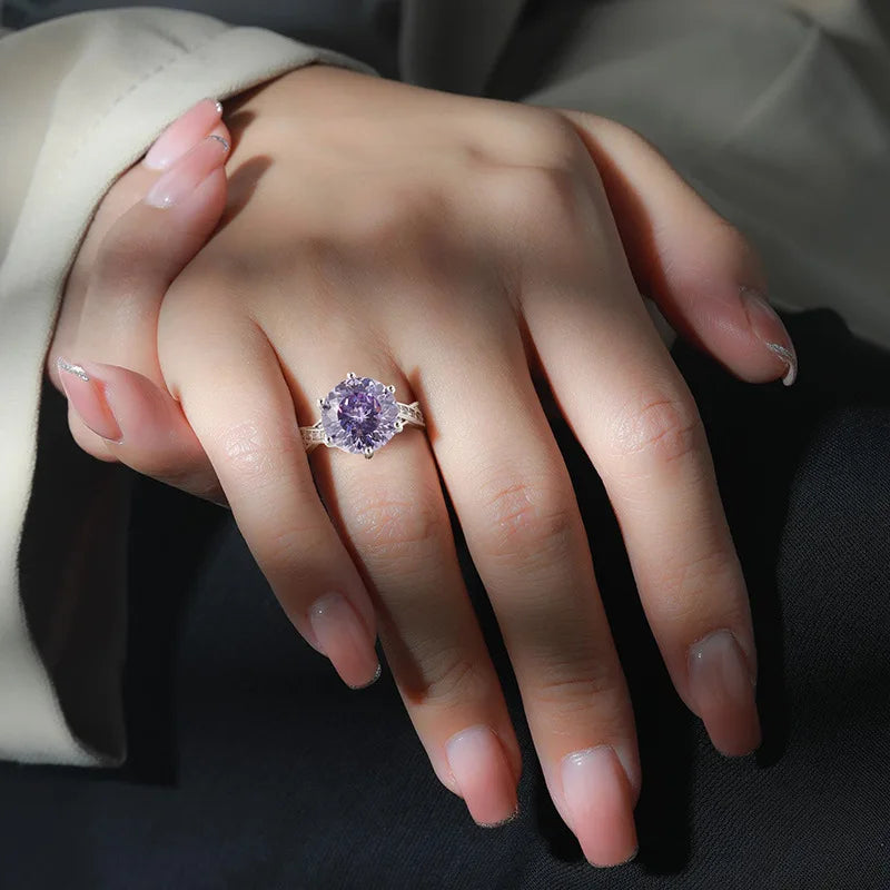 Women's Violet Stone Ring | Twisted Band & Sparkling Accents | Braviixx