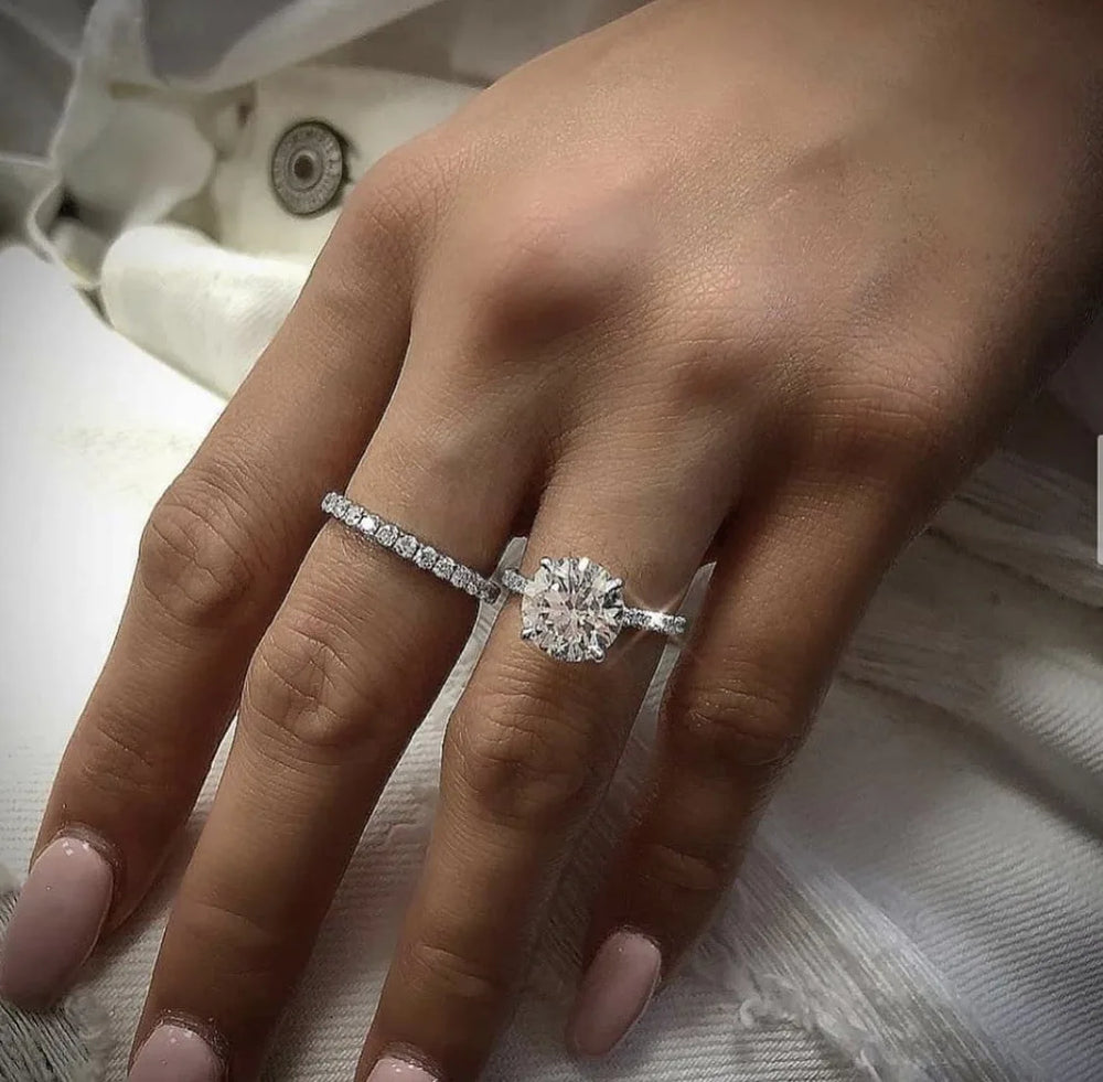Hot Selling Silver Plated Rings set For Women Geometric Punk Cubic Zirconia Jewelry Wedding Engagement Ring Wholesale Size 5-11