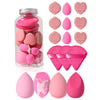 16-Piece Pink Makeup Sponge & Powder Puff Set | Latex-Free · Multi-Shape · Foundation Blender | Storage Jar | Braviixx