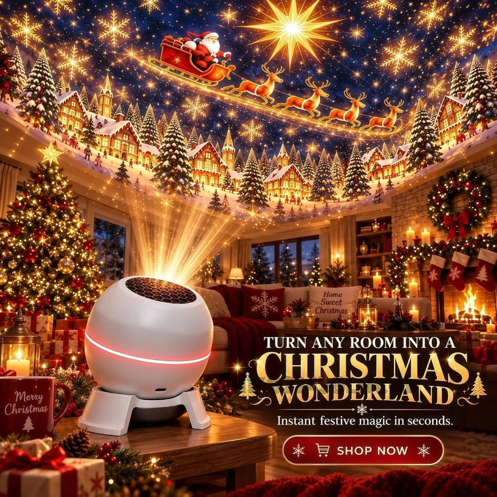 Christmas Projection Night Light | USB-Powered Indoor Decor | Braviixx