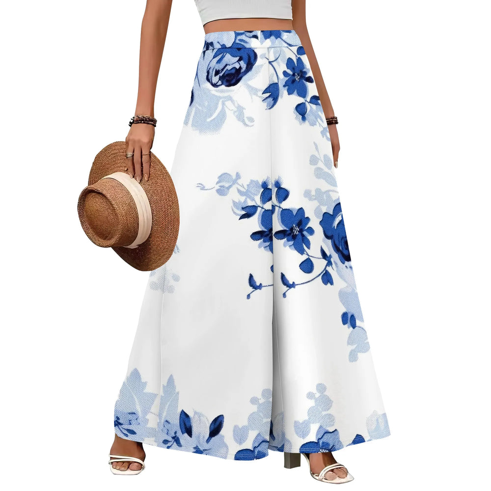 Womens 2025 Trendy High Waisted Wide Leg Pants Summer Casual  Palazzo Pants Flowy Beach Trousers with Pockets