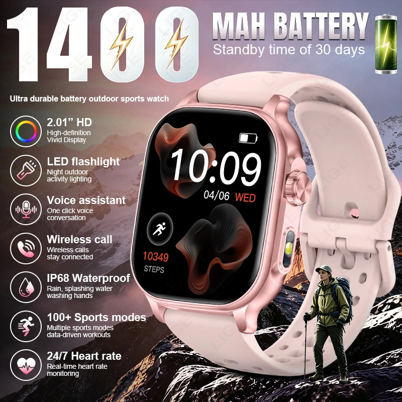 2.01" Outdoor Smart Watch with 1400mAh Battery & Bluetooth Calling | Braviixx