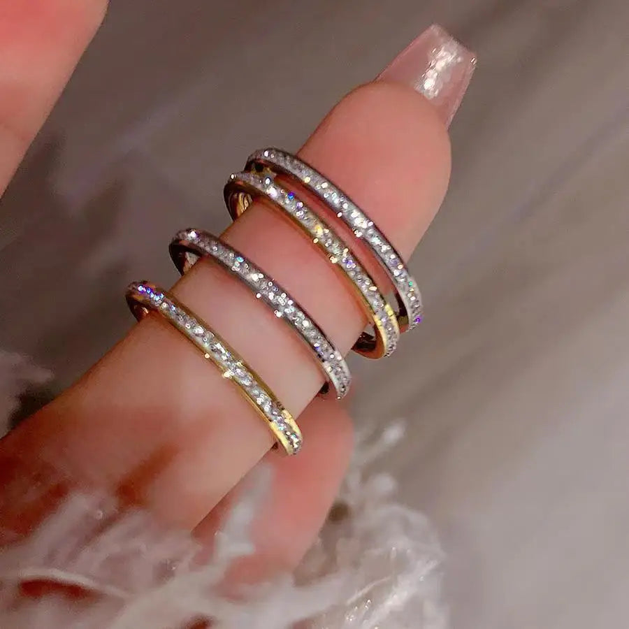 Stainless Steel Gold Silver diamond ring Stackable Rings Suitable For Women's Daily Wear