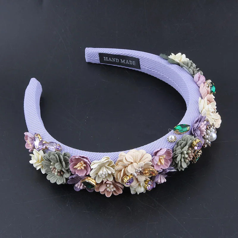 Pearl Fabric Flower Sponge Headbands Fashion Hair Accessories Trend Party Rhinestone Hairband Hair Band Girl Headwear20