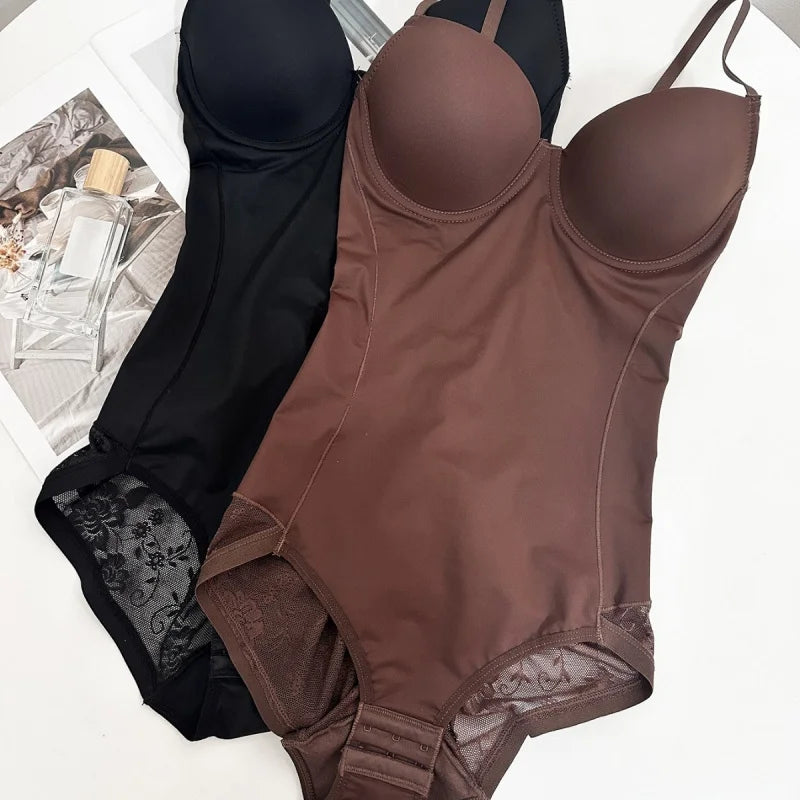 Women's Postpartum Shapewear Bodysuit Tummy Control Waist Trainer with Built-in Bra Support Bust Lifting Firm Compression Slimmi